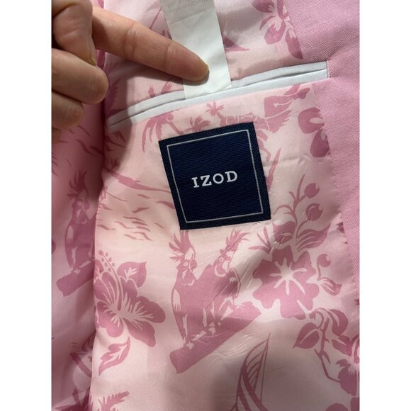 Izod Mens Pink Blazer Jacket Lining 2-Button Closure Size 52R New With Tags - Picture 6 of 12